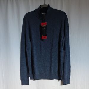 Kirkland Signature Blue Zip Up Mens Merino Wool Sweater.  Size Medium.  NWT.